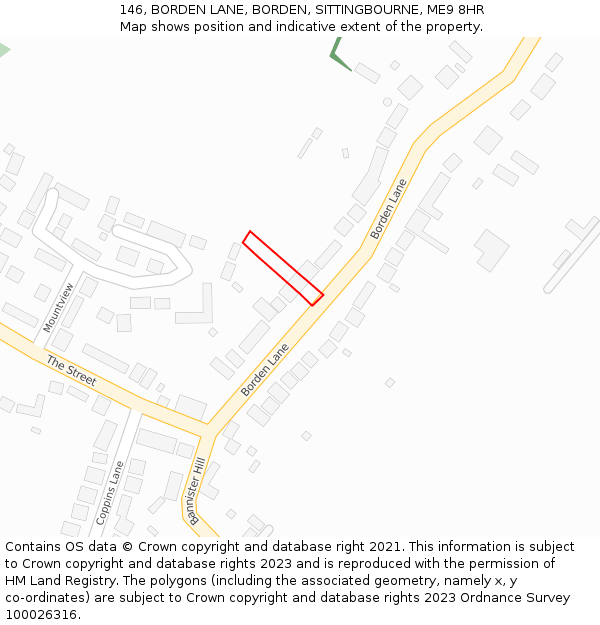 146, BORDEN LANE, BORDEN, SITTINGBOURNE, ME9 8HR: Location map and indicative extent of plot