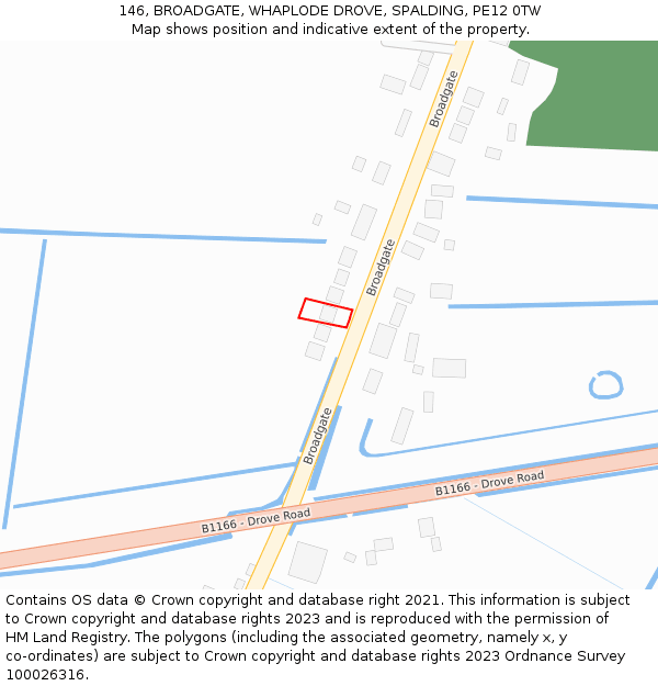 146, BROADGATE, WHAPLODE DROVE, SPALDING, PE12 0TW: Location map and indicative extent of plot
