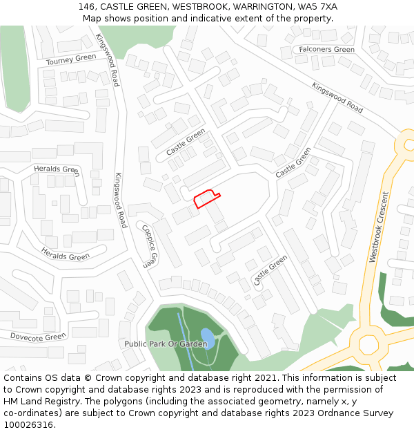 146, CASTLE GREEN, WESTBROOK, WARRINGTON, WA5 7XA: Location map and indicative extent of plot