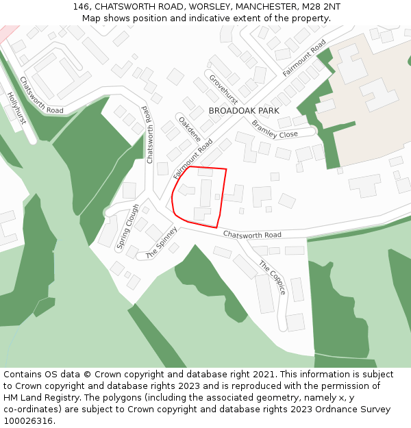 146, CHATSWORTH ROAD, WORSLEY, MANCHESTER, M28 2NT: Location map and indicative extent of plot