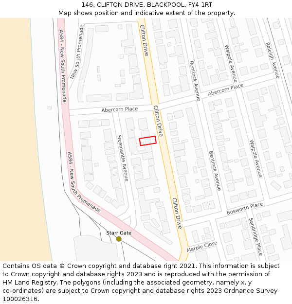 146, CLIFTON DRIVE, BLACKPOOL, FY4 1RT: Location map and indicative extent of plot