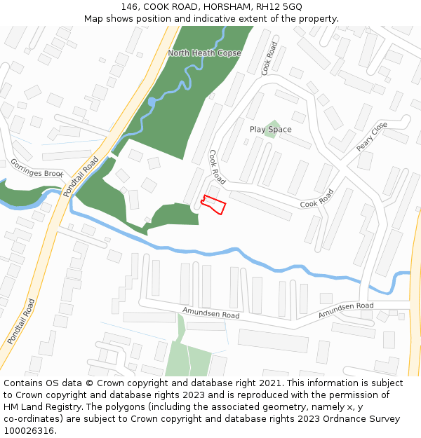 146, COOK ROAD, HORSHAM, RH12 5GQ: Location map and indicative extent of plot