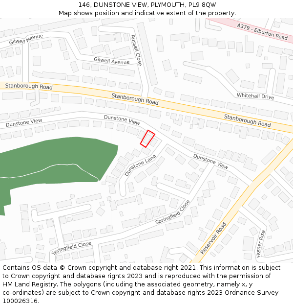 146, DUNSTONE VIEW, PLYMOUTH, PL9 8QW: Location map and indicative extent of plot