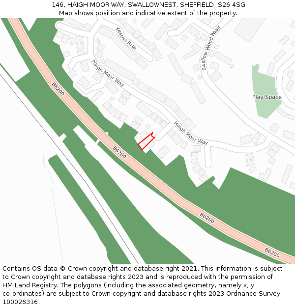 146, HAIGH MOOR WAY, SWALLOWNEST, SHEFFIELD, S26 4SG: Location map and indicative extent of plot