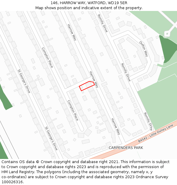 146, HARROW WAY, WATFORD, WD19 5ER: Location map and indicative extent of plot