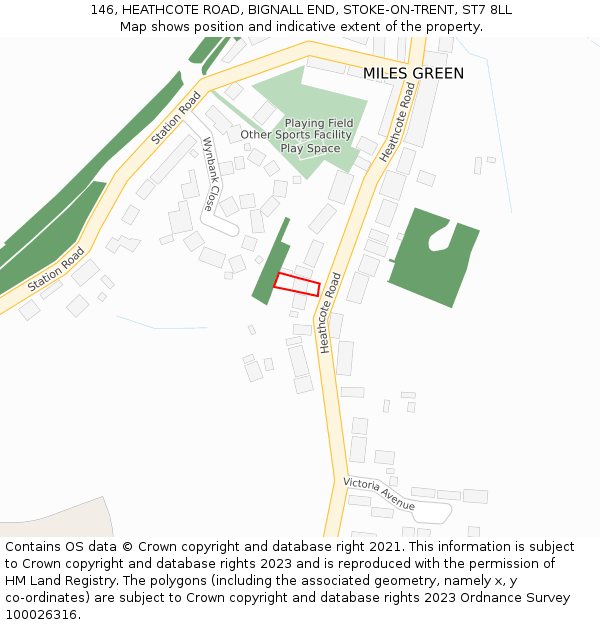 146, HEATHCOTE ROAD, BIGNALL END, STOKE-ON-TRENT, ST7 8LL: Location map and indicative extent of plot