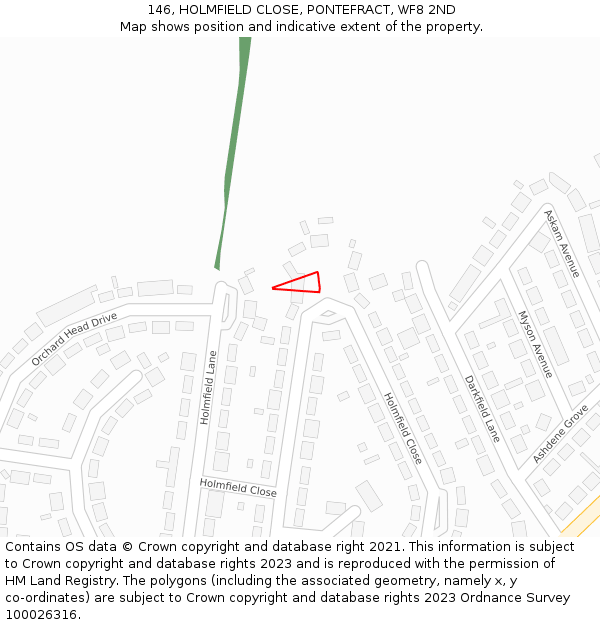 146, HOLMFIELD CLOSE, PONTEFRACT, WF8 2ND: Location map and indicative extent of plot