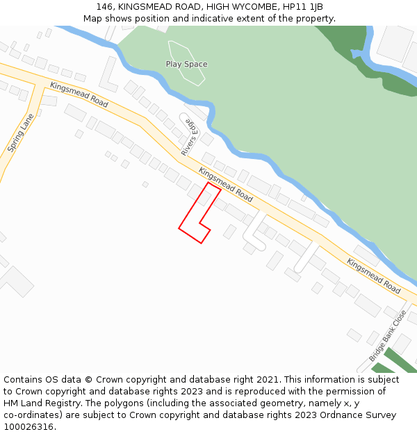 146, KINGSMEAD ROAD, HIGH WYCOMBE, HP11 1JB: Location map and indicative extent of plot