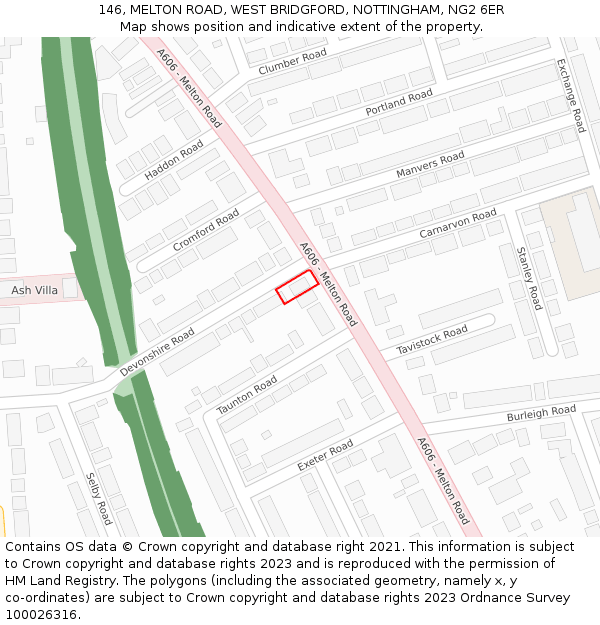 146, MELTON ROAD, WEST BRIDGFORD, NOTTINGHAM, NG2 6ER: Location map and indicative extent of plot