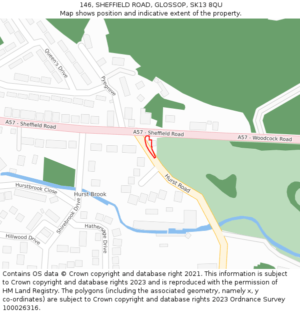 146, SHEFFIELD ROAD, GLOSSOP, SK13 8QU: Location map and indicative extent of plot