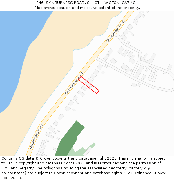 146, SKINBURNESS ROAD, SILLOTH, WIGTON, CA7 4QH: Location map and indicative extent of plot