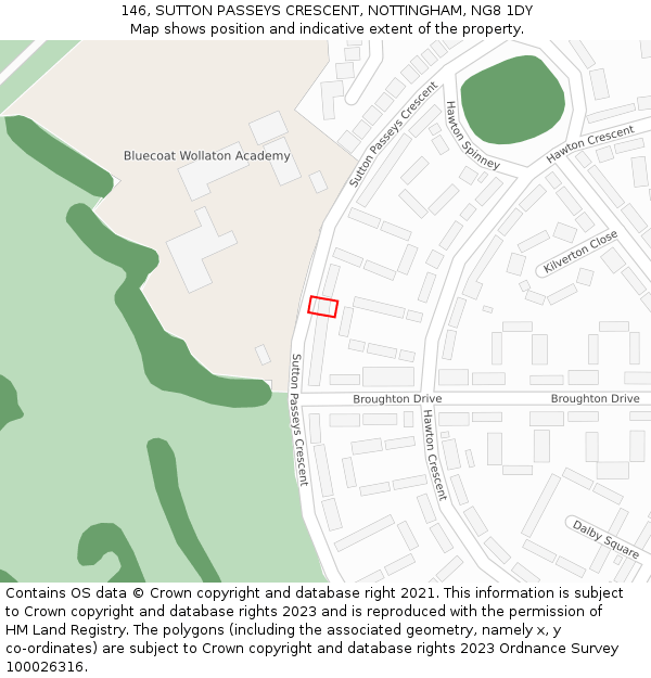 146, SUTTON PASSEYS CRESCENT, NOTTINGHAM, NG8 1DY: Location map and indicative extent of plot