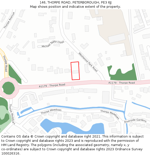 146, THORPE ROAD, PETERBOROUGH, PE3 6JJ: Location map and indicative extent of plot