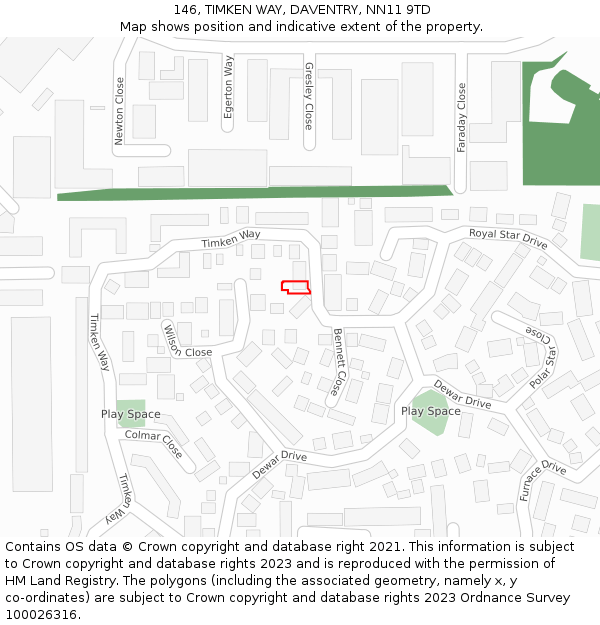 146, TIMKEN WAY, DAVENTRY, NN11 9TD: Location map and indicative extent of plot