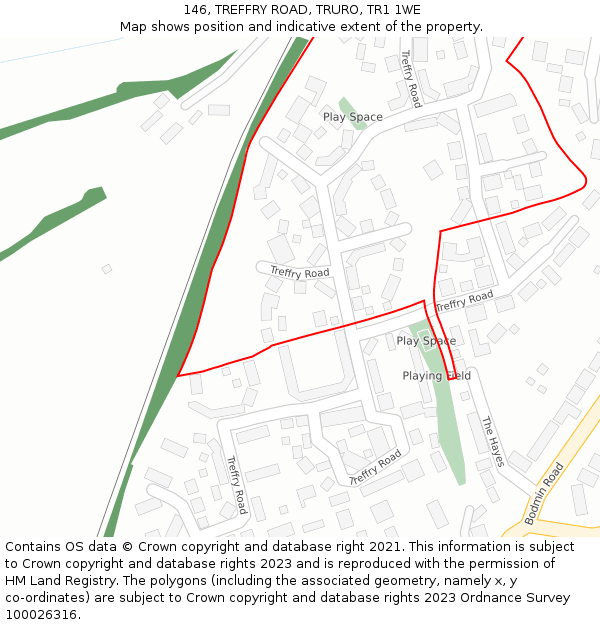 146, TREFFRY ROAD, TRURO, TR1 1WE: Location map and indicative extent of plot
