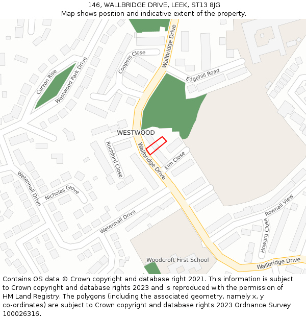 146, WALLBRIDGE DRIVE, LEEK, ST13 8JG: Location map and indicative extent of plot