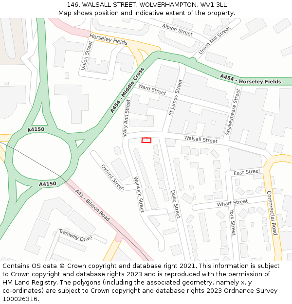 146, WALSALL STREET, WOLVERHAMPTON, WV1 3LL: Location map and indicative extent of plot