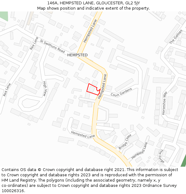 146A, HEMPSTED LANE, GLOUCESTER, GL2 5JY: Location map and indicative extent of plot