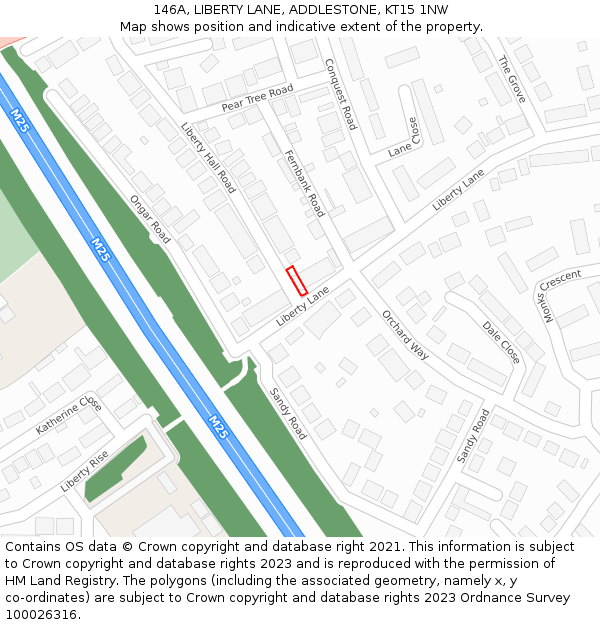 146A, LIBERTY LANE, ADDLESTONE, KT15 1NW: Location map and indicative extent of plot