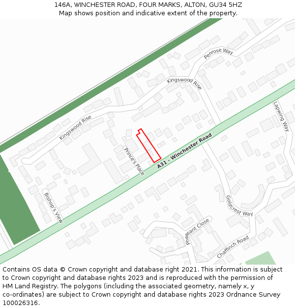 146A, WINCHESTER ROAD, FOUR MARKS, ALTON, GU34 5HZ: Location map and indicative extent of plot