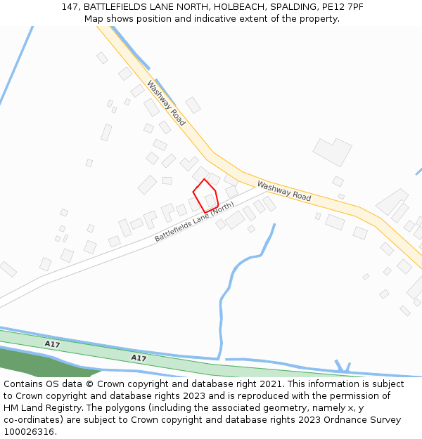 147, BATTLEFIELDS LANE NORTH, HOLBEACH, SPALDING, PE12 7PF: Location map and indicative extent of plot