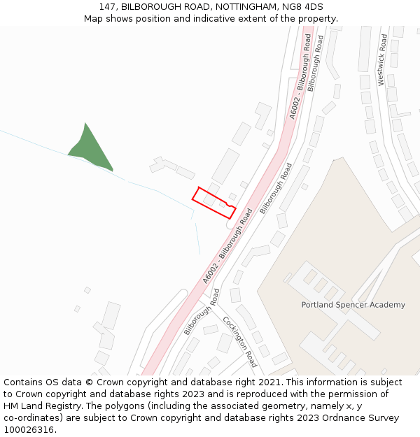 147, BILBOROUGH ROAD, NOTTINGHAM, NG8 4DS: Location map and indicative extent of plot