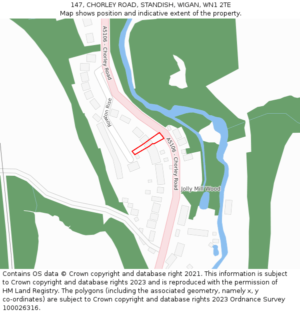 147, CHORLEY ROAD, STANDISH, WIGAN, WN1 2TE: Location map and indicative extent of plot