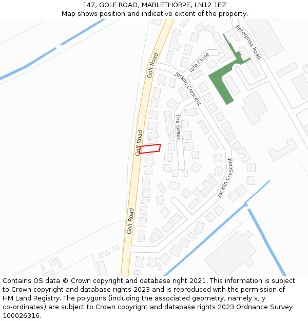 147, GOLF ROAD, MABLETHORPE, LN12 1EZ: Location map and indicative extent of plot