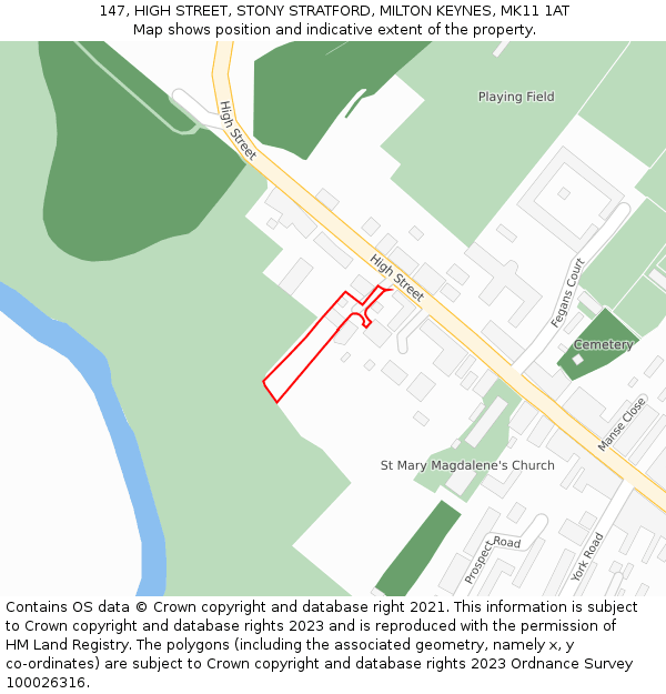 147, HIGH STREET, STONY STRATFORD, MILTON KEYNES, MK11 1AT: Location map and indicative extent of plot