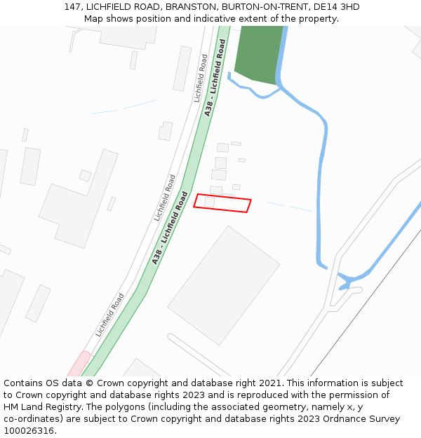 147, LICHFIELD ROAD, BRANSTON, BURTON-ON-TRENT, DE14 3HD: Location map and indicative extent of plot