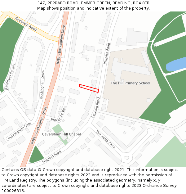 147, PEPPARD ROAD, EMMER GREEN, READING, RG4 8TR: Location map and indicative extent of plot