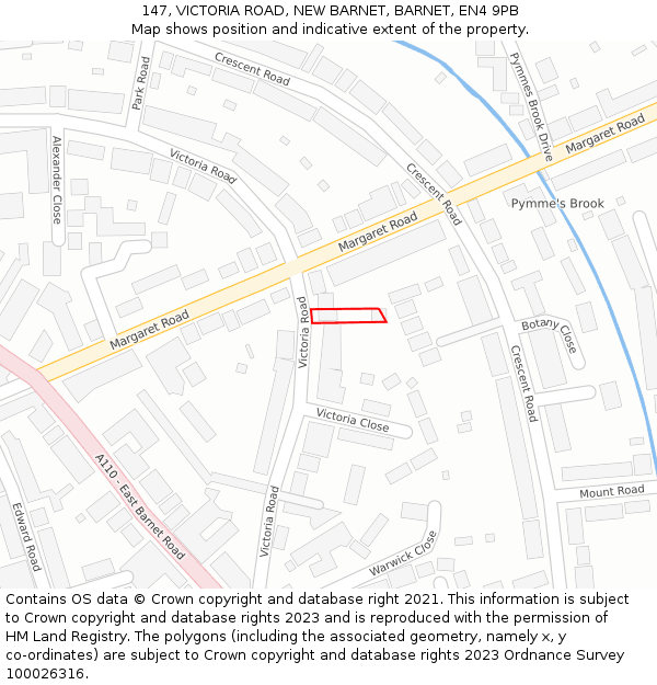 147, VICTORIA ROAD, NEW BARNET, BARNET, EN4 9PB: Location map and indicative extent of plot