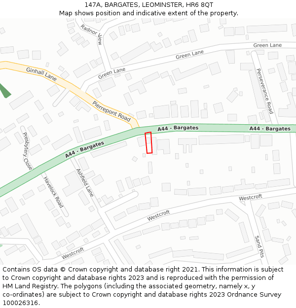 147A, BARGATES, LEOMINSTER, HR6 8QT: Location map and indicative extent of plot