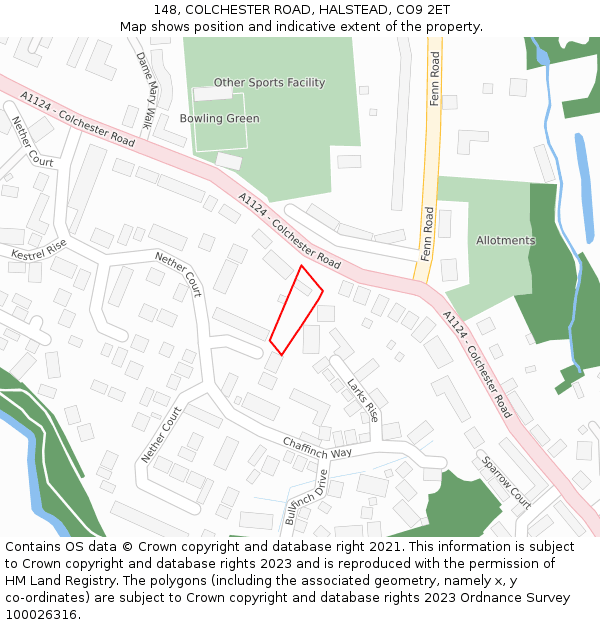 148, COLCHESTER ROAD, HALSTEAD, CO9 2ET: Location map and indicative extent of plot