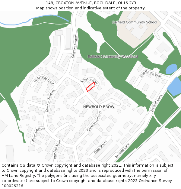 148, CROXTON AVENUE, ROCHDALE, OL16 2YR: Location map and indicative extent of plot