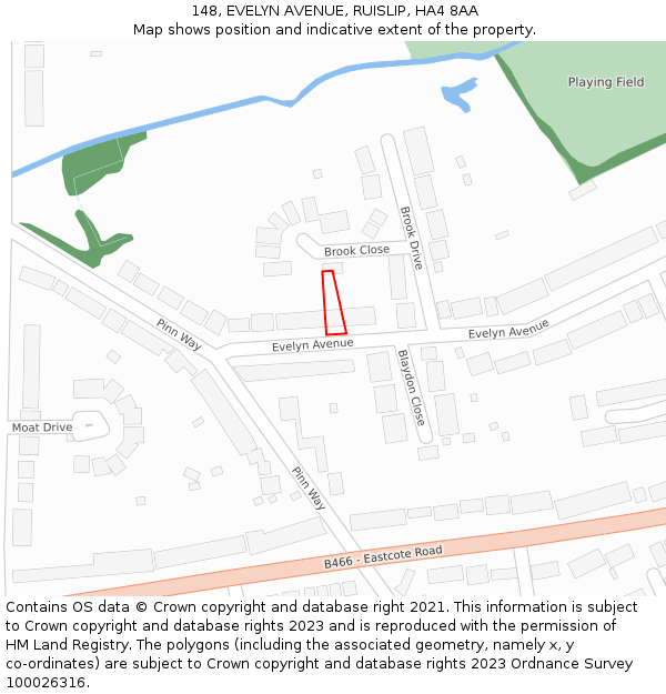 148, EVELYN AVENUE, RUISLIP, HA4 8AA: Location map and indicative extent of plot