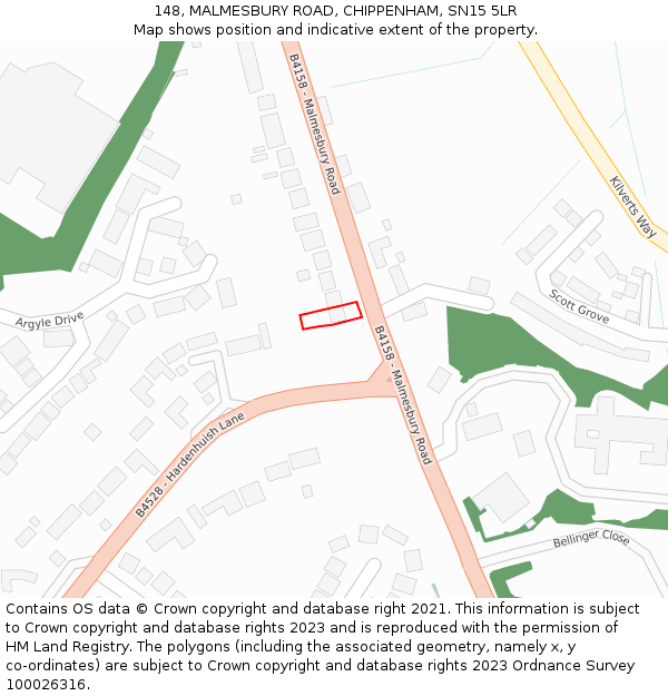 148, MALMESBURY ROAD, CHIPPENHAM, SN15 5LR: Location map and indicative extent of plot