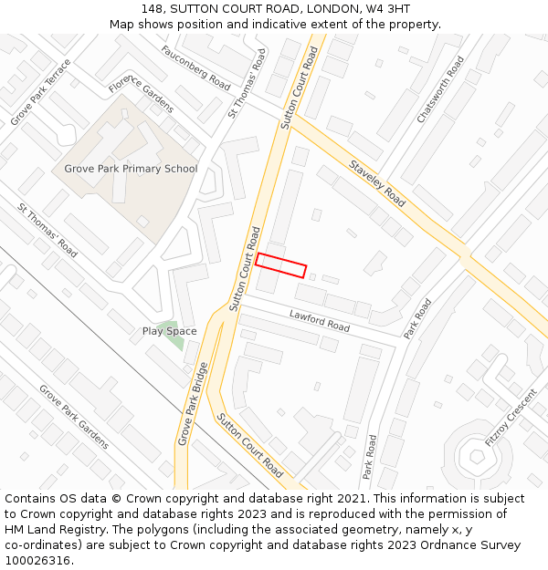 148, SUTTON COURT ROAD, LONDON, W4 3HT: Location map and indicative extent of plot