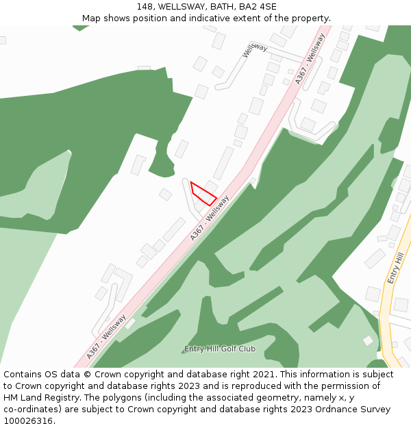 148, WELLSWAY, BATH, BA2 4SE: Location map and indicative extent of plot