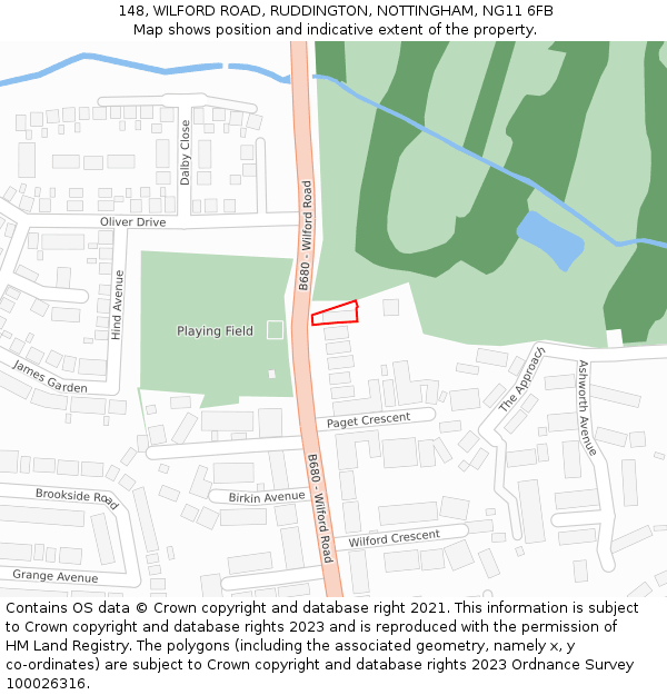 148, WILFORD ROAD, RUDDINGTON, NOTTINGHAM, NG11 6FB: Location map and indicative extent of plot