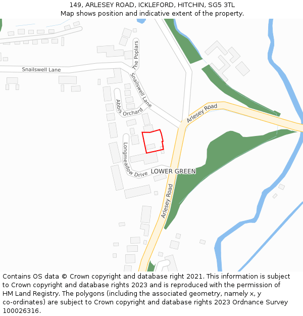 149, ARLESEY ROAD, ICKLEFORD, HITCHIN, SG5 3TL: Location map and indicative extent of plot