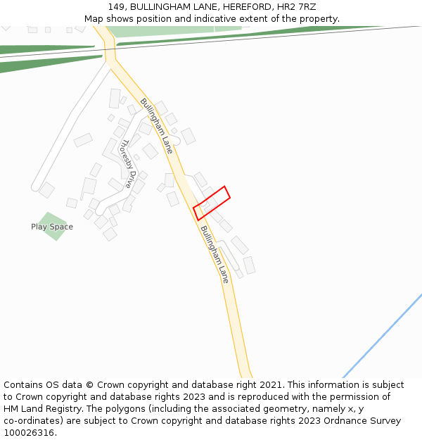 149, BULLINGHAM LANE, HEREFORD, HR2 7RZ: Location map and indicative extent of plot