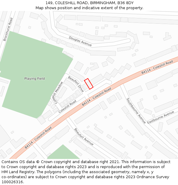 149, COLESHILL ROAD, BIRMINGHAM, B36 8DY: Location map and indicative extent of plot