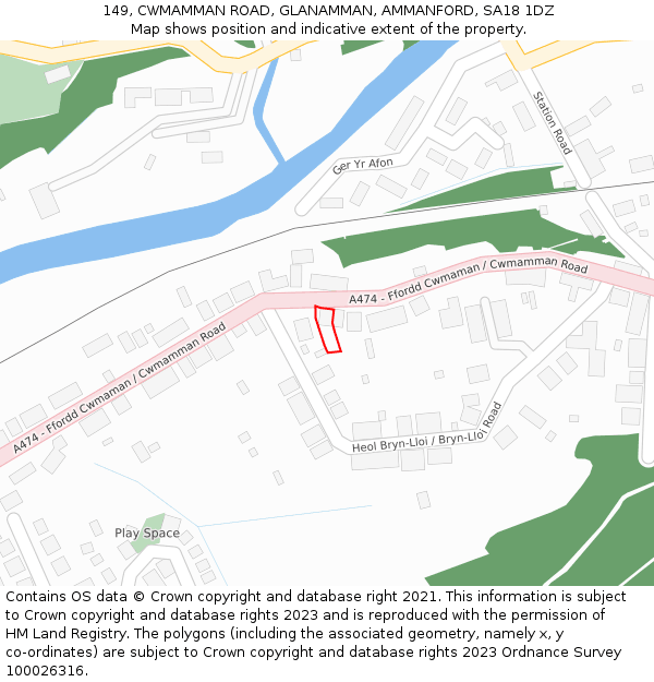 149, CWMAMMAN ROAD, GLANAMMAN, AMMANFORD, SA18 1DZ: Location map and indicative extent of plot