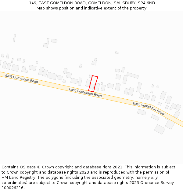 149, EAST GOMELDON ROAD, GOMELDON, SALISBURY, SP4 6NB: Location map and indicative extent of plot