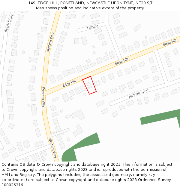 149, EDGE HILL, PONTELAND, NEWCASTLE UPON TYNE, NE20 9JT: Location map and indicative extent of plot