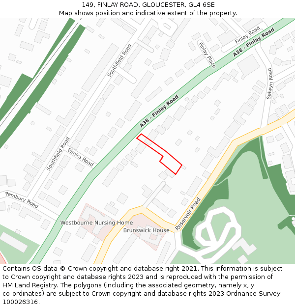 149, FINLAY ROAD, GLOUCESTER, GL4 6SE: Location map and indicative extent of plot