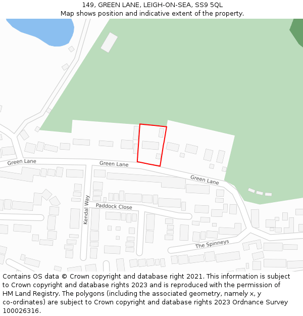 149, GREEN LANE, LEIGH-ON-SEA, SS9 5QL: Location map and indicative extent of plot