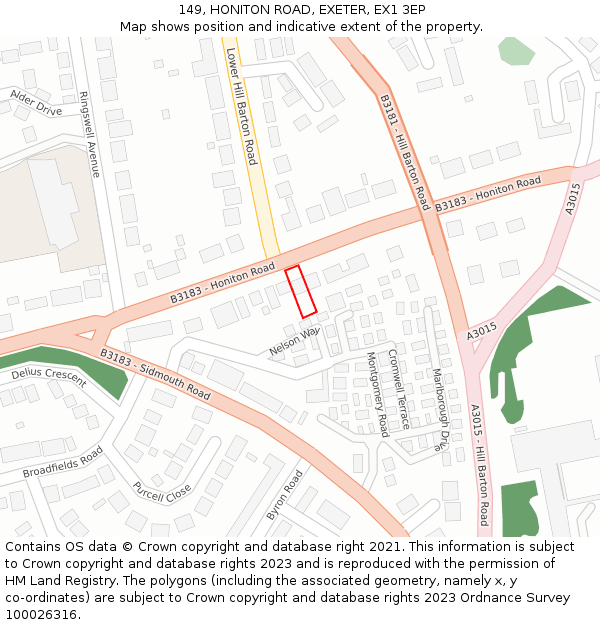 149, HONITON ROAD, EXETER, EX1 3EP: Location map and indicative extent of plot