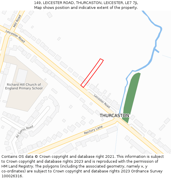 149, LEICESTER ROAD, THURCASTON, LEICESTER, LE7 7JL: Location map and indicative extent of plot